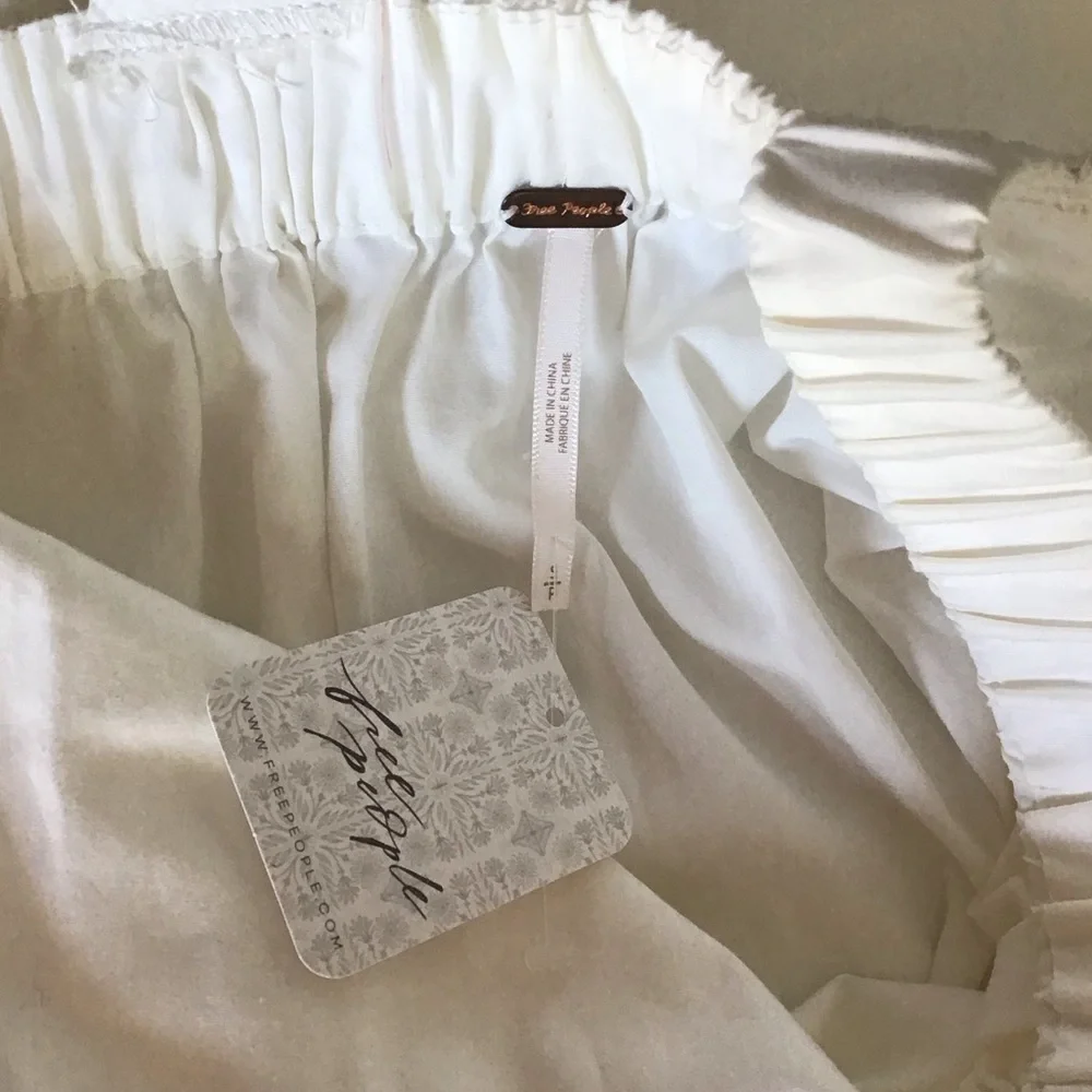 Free People Dress Small‎ White Back Strap A Line Half Sleeve Elastic Midi NWT